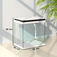PawHut 26L Glass Fish Tank With Filter System, LED Lights, Water Pump, White(m-3)