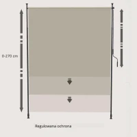 Outsunny Markiza Boczna, Montaż bez Wiercenia, regulowana wysokość, z korba ręczną, rama metalowa, kolor piaskowy, 2 x 2,15-3,05 m(m-5)