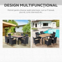 Outsunny Set Mobilier Gradina 7 Piese – Ratan, Lemn & Perne Moi(m-7)