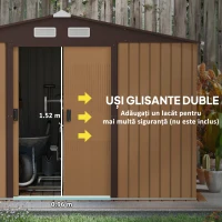 Outsunny Casuta Gradina Fier Galben 277×191×192 cm – Magazie Spatioasa(m-5)