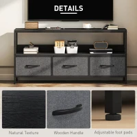 HOMCOM TV Stand Cabinet with 3 Foldable Drawers - Black(m-6)