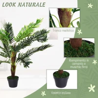 Outsunny Pianta Artificiale Palma Cycas Alta 123cm per Interno ed Esterno con Vaso Incluso(m-4)