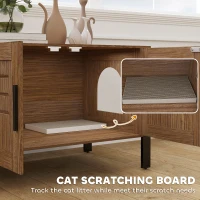 PawHut Cat Litter Box Enclosure with Tall Legs, Scratching Board, Double Doors, Ventilation Holes, 80 x 45 x 50 cm, Dark Brown(m-6)
