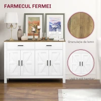 HOMCOM Bufet de Bucătărie cu 2 Sertare și 2 Dulapuri, 120x39,3x82,5 cm, Alb(m-6)