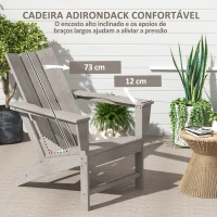 Outsunny Cadeira Adirondack de Exterior Cadeira de Jardim com Assento Extra Largo Carga 120 kg 75x83x90 cm Cinzento Escuro(m-4)