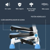 HOMCOM Máquina de Steps Mini Stepper para Fitness en Casa con Pantalla LCD y Pedales Antideslizantes 55x44x108cm Blanco y Azul(m-5)