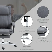 Vinsetto Biurko z funkcją masażu, krzesło biurowe z funkcją leżenia Szary(m-9)