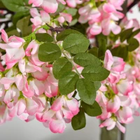 HOMCOM künstliche Pflanzen 150 cm Kunstpflanzen im Topf künstlicher Schnurbaum mit rosa Blumen Kunstpflanze Kunstbaum Zimmerpflanze Dekopflanze Büropflanze Kunststofftopf für drinnen und draußen(m-7)