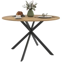 HOMCOM Okrągły Stół Jadalniany dla 4 Osób, Stół Kuchenny w Stylu Przemysłowym z Nogami Stalowymi, do Jadalni, Kuchni, Dąb(m-1)