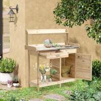 Outsunny stół do roślin lite drewno kolor naturalny 112 x 45 x 125 cm(m-10)