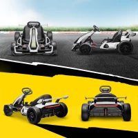 HOMCOM 24V Electric Go Kart for Kids with Adjustable Seat for 6-12 Years, White(m-9)