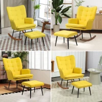 HOMCOM Silla Mecedora con Reposapiés Cojín Acolchado y Reposabrazos Carga 130 kg Amarillo(m-7)