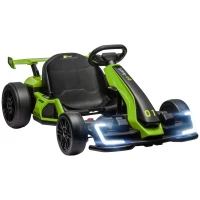 HOMCOM 24V Electric Go Kart for Kids with Adjustable Seat for 6-12 Years, Green(m-1)