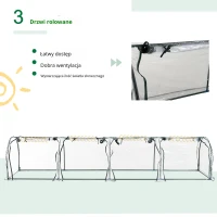 Outsunny Szklarnia z folii z drzwiami, grządka wczesna, stal PVC(m-4)