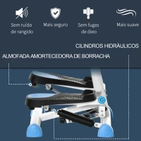 HOMCOM Máquina de Step Stepper Fitness em Casa com Tela LCD Alça e Pedais Antiderrapantes para Ginásio 55x44x108 cm Azul e Branco(m-5)