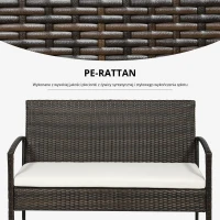 Outsunny zestaw mebli ogrodowych z technorattanu 4-częściowy brązowy + kremowy(m-4)