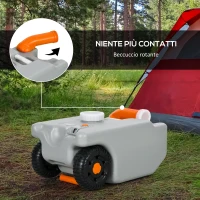 Outsunny Serbatoio per Acqua da Campeggio 22L con Ruote e Maniglia e Beccuccio Girevole, Grigio(m-6)