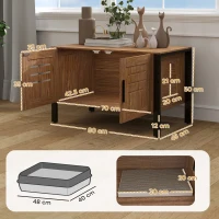 PawHut Cat Litter Box Enclosure with Tall Legs, Scratching Board, Double Doors, Ventilation Holes, 80 x 45 x 50 cm, Dark Brown(m-3)