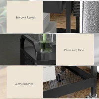 HOMCOM Wózek wielofunkcyjny z 1 Szufladą, 1 Półką, 4 Kółkami, Wózek Kuchenny, Czarny(m-6)