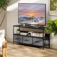 HOMCOM TV Stand Cabinet with 3 Foldable Drawers - Black(m-7)