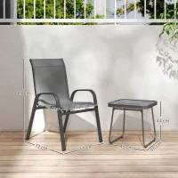 Outsunny Three-Piece Metal Frame Garden Seating Set - Grey(m-3)