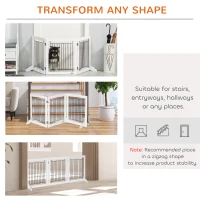 PawHut Foldable Pet Gate, with Three Panels & Two Support Feet - White(m-4)