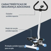 HOMCOM Máquina de Step Stepper Fitness em Casa com Tela LCD Alça e Pedais Antiderrapantes para Ginásio 55x44x108 cm Azul e Branco(m-8)