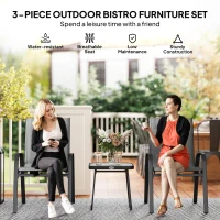 Outsunny Three-Piece Metal Frame Garden Seating Set - Grey(m-4)