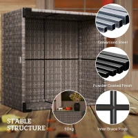 Outsunny 62 x 62cm Glass-Top Rattan Side Table - Dark Grey(m-6)