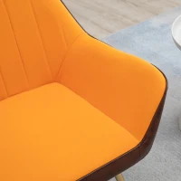 HOMCOM Silla de Cuero Sintético y Terciopelo con Respaldo a Rayas Patas Doradas y Asiento Acolchado para Salón Dormitorio Gris(m-9)