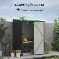 Outsunny Magazie Grădină Mare din Oțel cu Zăvor pentru Grădină, Negru(m-7)