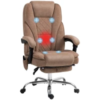 Vinsetto Massage Office Chair, Heated Reclining Computer Chair with Adjustable Height and Footrest, Brown(m-10)