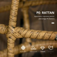 Outsunny Zestaw 2 stolików ogrodowych w stylu boho, odporny na warunki atmosferyczne, składany, 60 cm x 60 cm x 47 cm, Naturalny + ciemnoszary(m-6)