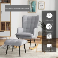 HOMCOM Fotel bujany z podnóżkiem(m-6)