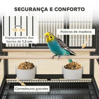 PawHut Gaiola para Pássaros de 2 Níveis com Rodas Painéis Acrílicos Comedouros Prateleira Bandejas Amovíveis  48x46x134,5 cm Preto(m-5)