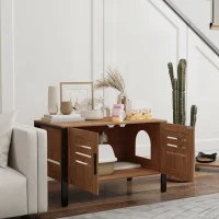 PawHut Cat Litter Box Enclosure with Tall Legs, Scratching Board, Double Doors, Ventilation Holes, 80 x 45 x 50 cm, Dark Brown(m-2)