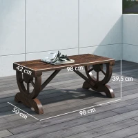 Outsunny Banco de Madera con Ruedas Decorativas Estilo Rústico Carga 250 kg para Patio Terraza Balcón 98x50x39,5 cm Carbonizado(m-3)