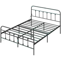 HOMCOM King Bed Frame with LED Lights and Charging Station, Metal Platform Bed Frame with Under Bed Storage, Black(m-11)