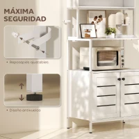 HOMCOM Estantería de Cocina con Toma de Corriente Soporte para Microondas con 2 Puertas 2 Puertos USB y Compartimentos Blanco(m-6)