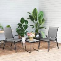 Outsunny Three-Piece Metal Frame Garden Seating Set - Grey(m-8)