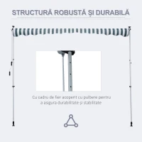 Outsunny Copertina de Soare cu Brate si Manivela, Structura Telescopica din Metal si Parasolar din Poliester 300x150cm, alb și verde(m-5)