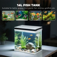 PawHut 14L Glass Fish Tank With Filter System, LED Lights, Water Pump, White(m-5)