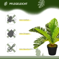 HOMCOM Kunstpflanze, Tropische Palme, inkl. Übertopf, 50 cm, Grün + Schwarz(m-5)