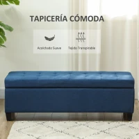 HOMCOM Banco de Almacenamiento Puff de Almacenaje Taburete Tapizado en Lino con Tapa Abatible para Entrada 125x49x41,5 cm Azul(m-6)