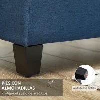 HOMCOM Banco de Almacenamiento Puff de Almacenaje Taburete Tapizado en Lino con Tapa Abatible para Entrada 125x49x41,5 cm Azul(m-7)