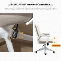 Vinsetto Krzesło biurowe krzesło obrotowe z regulacją wysokości grubo wyściełane poliester kolor beżowy + biały(m-4)