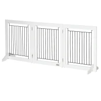 PawHut Foldable Pet Gate, with Three Panels & Two Support Feet - White(m-11)