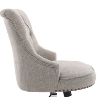 HOMCOM bureaustoel gestoffeerde stoel directiestoel 150 kg draagvermogen in te stellen zithoogte linnen lichtgrijs 54 x 65,5 x (84–91) cm(m-8)