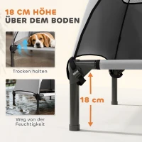 PawHut Outdoor Hondenbed met Dak, Verhoogd Hondenbed voor Middelgrote Honden, 76 x 61 x 71cm, Lichtgrijs(m-5)