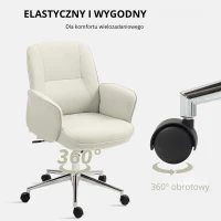 Vinsetto Fotel Biurowy, Regulowana Wysokość, Oddychająca Pokrywa, Funkcja Kołysania, do 120 kg, Kremowy(m-6)